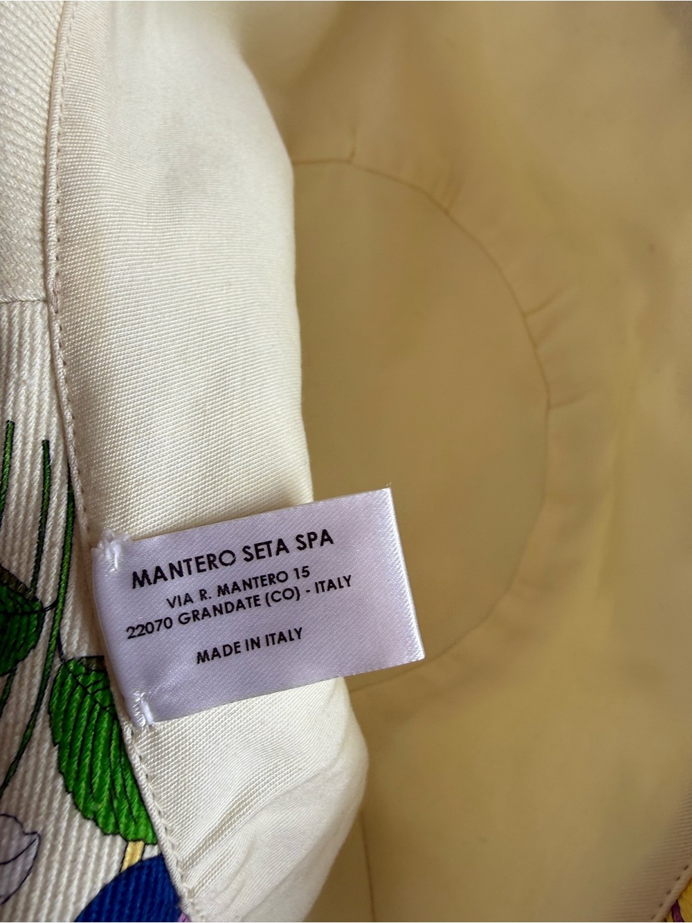 Mantero 1902 Italian Bucket Hat Ivory Floral Print Made in Italy Size M - NWOT - Picture 6 of 7